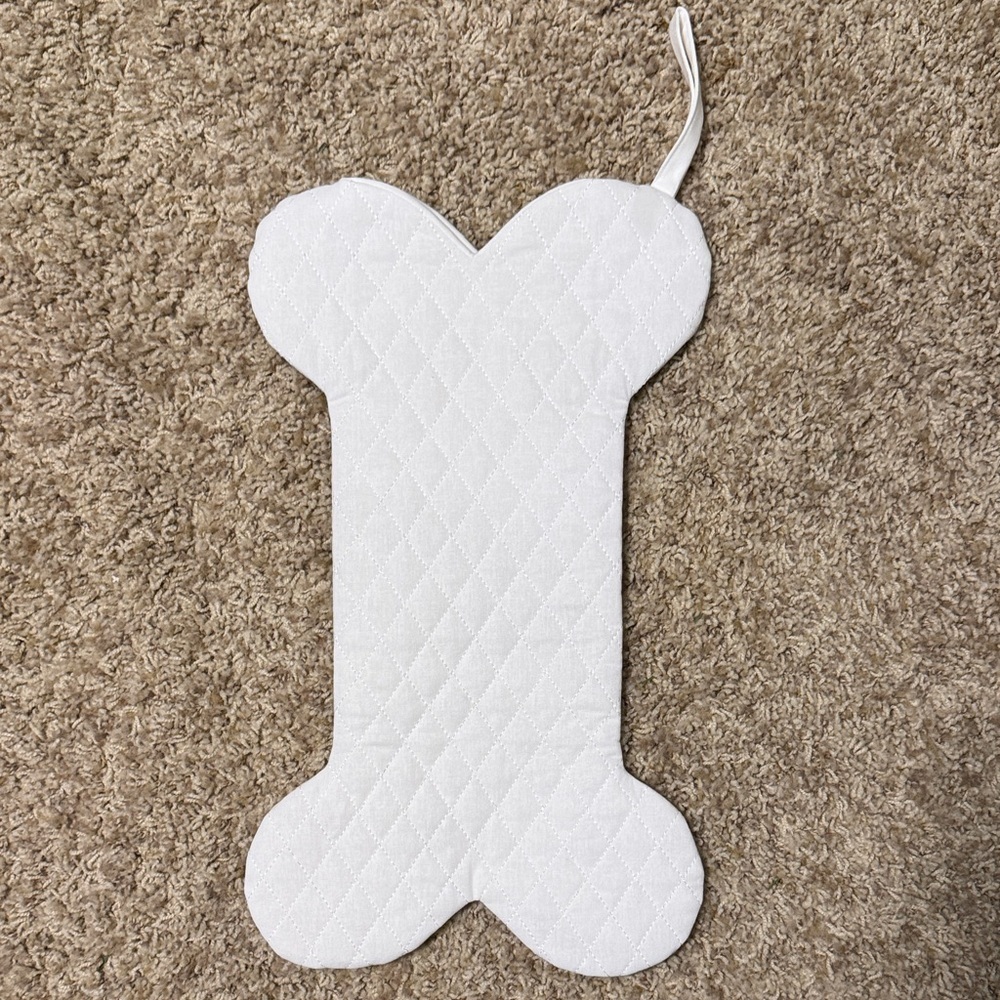 White Quilted Dog Bone Stocking - Picture 2 of 4